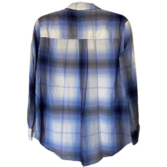 A.N.A. A New Approach Blue and White Plaid Shirt Buttoned Women's Size M Cotton - Picture 2 of 8